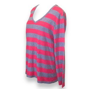 Tommy Hilfiger Striped Long Sleeve V Neck Top Size XXL